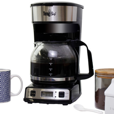 Total Chef Programmable 12Cup Coffee Maker with Filter Black and