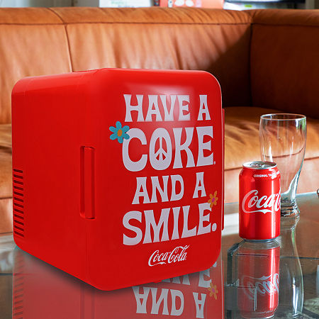 Coca-Cola Smile 1971 Series Mini Fridge 6 Can Cooler/Warmer, One Size, Red