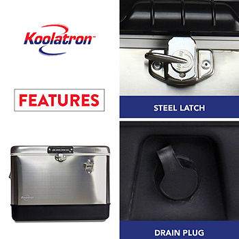 Koolatron Stainless Steel Ice Chest Cooler with Bottle Opener 51L