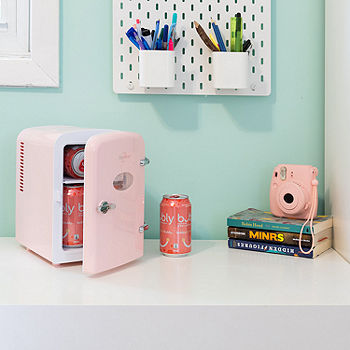 Mini Fridge Pink, 4 Liter/6 Cans Skincare Fridge for Bedroom, 110V AC/12V  DC Portable Thermoelectric Cooler and Warmer Small Refrigerators for Beauty