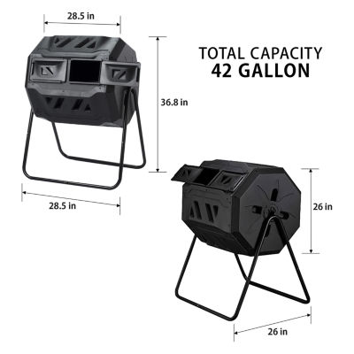 Koolscapes Dual Chamber Tumbling Composter 42 Gal (160L)- Black