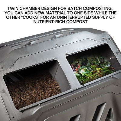Koolscapes Dual Chamber Tumbling Composter 42 Gal (160L)- Black