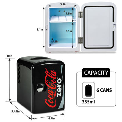 Coca-Cola Coke Zero 4L Portable Cooler/Warmer 12V AC/DC Mini Fridge