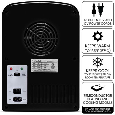 Coca-Cola Coke Zero 4L Portable Cooler/Warmer 12V AC/DC Mini Fridge