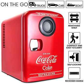 Coca-Cola 4L Mini Fridge/Warmer with Bluetooth Speaker 6 Can KWC04BT,  Color: Red - JCPenney
