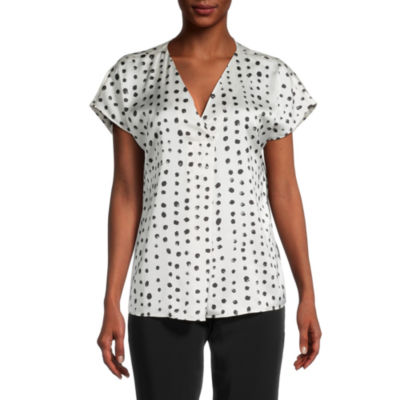 Worthington Womens V Neck Short Sleeve Blouse JCPenney