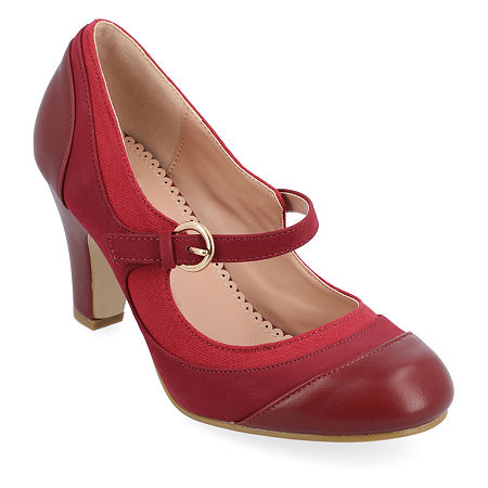 Journee Collection Siri Womens Round Closed Toe Cone Heel Pumps, 9 Medium, Red