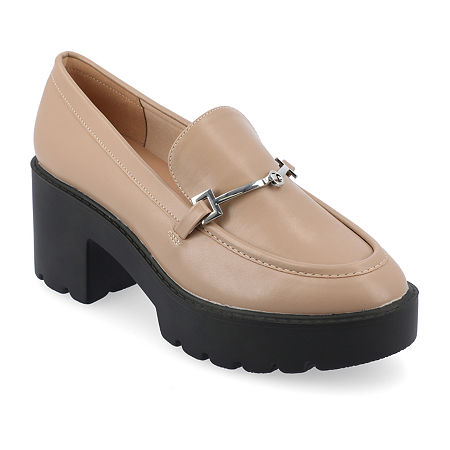Journee Collection Kezziah Womens Moc Closed Toe Block Heel Pumps, 8 Wide, Beige