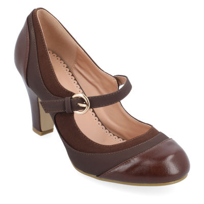 Journee Collection Women's T-Strap Pumps - 4 Inch Stiletto Heel Pointed Toe Dress Shoes