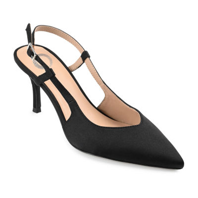 Wide width clearance pointed toe heels