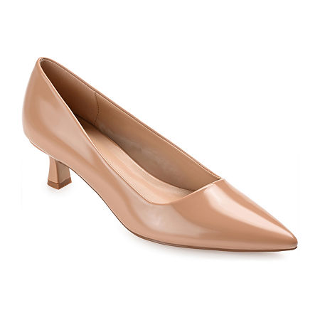 Journee Collection Womens Celica Pointed Closed Toe Kitten Heel Pumps, 9 Medium, Brown