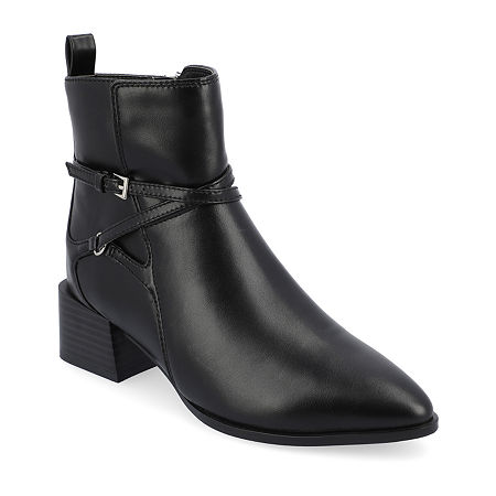 Journee Collection Womens Estelle Stacked Heel Booties, 9 Medium, Black