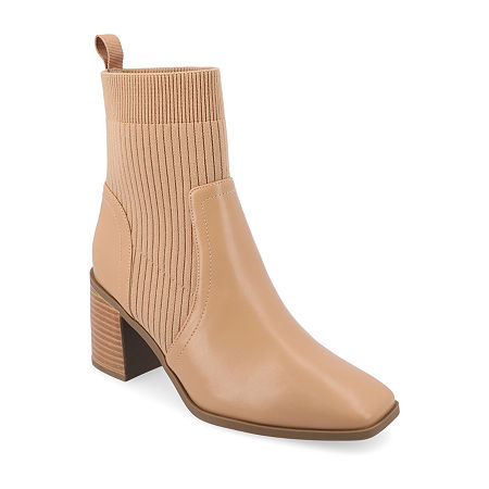 Journee Collection Womens Harlowe Stacked Heel Booties In Brown