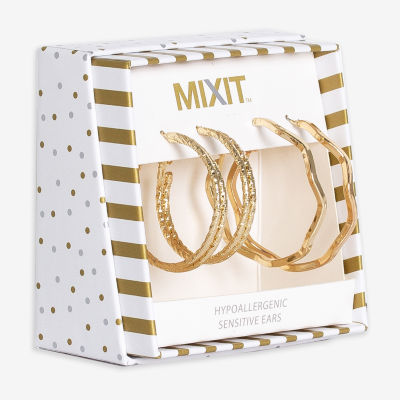 Mixit Hypoallergenic Gold Tone Hoop 2 Pair Earring Set