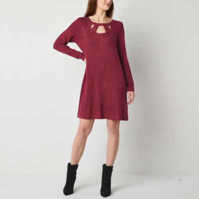 Alyx Long Sleeve Shift Dress, Color: Bordeaux - JCPenney