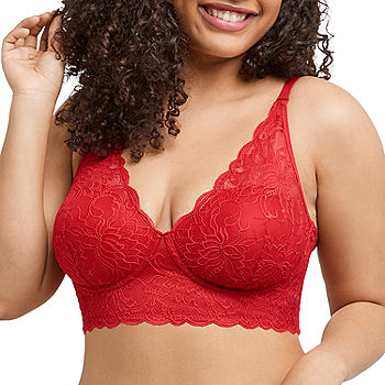 Womens Wireless Plus Size Lace Bra Unlined Full Coverage Comfort Cotton  Brown Hibiscus 36F