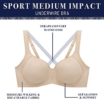 Vanity Fair Women's Medium Impact Sports Bras for Women, Breathable,  Moisture Wicking, Padded Cups up to DDD