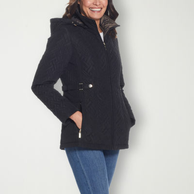 Miss Gallery Womens Removable Hood Midweight Quilted Jacket