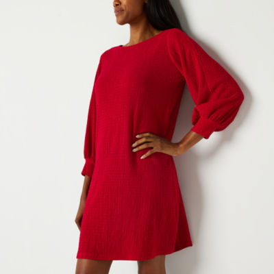 Studio 1 Womens 3/4 Sleeve Shift Dress