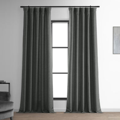 Exclusive Fabrics & Furnishing Italian Faux Linen Light-Filtering Rod Pocket Back Tab Single Curtain Panel