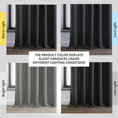 Exclusive Fabrics & Furnishing Italian Faux Linen Light-Filtering Rod Pocket Back Tab Single Curtain Panel