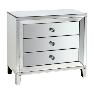 3 Drawer Mirrored Accent Chest with Tapered Feet