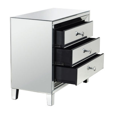 3 Drawer Mirrored Accent Chest with Tapered Feet