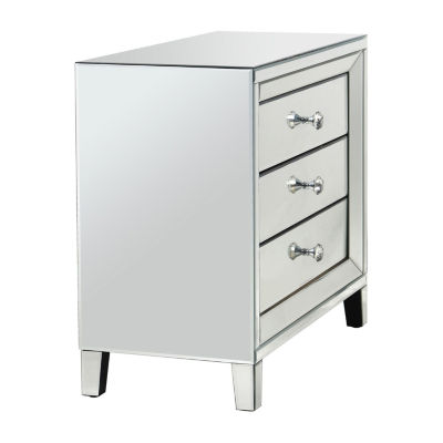 3 Drawer Mirrored Accent Chest with Tapered Feet
