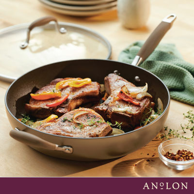Anolon Advanced 12 Deep Frying Pan with Lid and Helper Handle