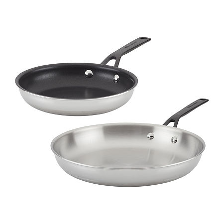 KitchenAid Stainless Steel 5-Ply Clad 2-pc. Non-Stick Skillet Set, One Size, Silver