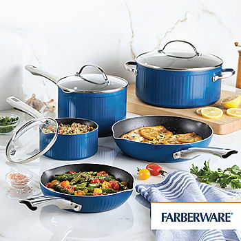 Farberware 12 Piece Purecook Ceramic Nonstick Cookware Cookware Set, Blue