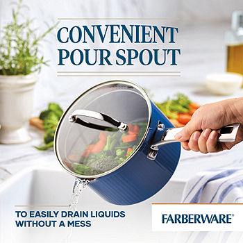 Farberware Dishwasher Safe Nonstick Aluminum 1-Quart Covered Straining  Saucepan with Pour Spouts, Aqua