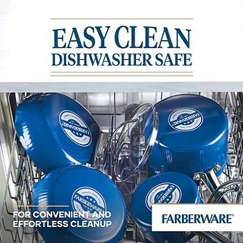 Farberware Dishwasher Safe 15-Piece Aluminum Nonstick Cookware Set in Teal, Blue