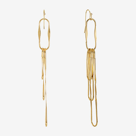 Bijoux Bar Gold Tone Link Drop Earrings, One Size, Yellow