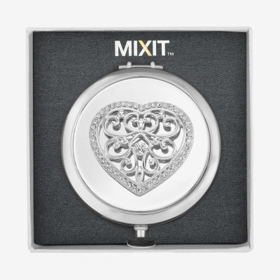 Mixit Silver Tone Heart Compact Mirror