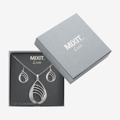 Mixit Silver Tone Pendant Necklace & Drop Earrings Womens 2-pc. Jewelry Set