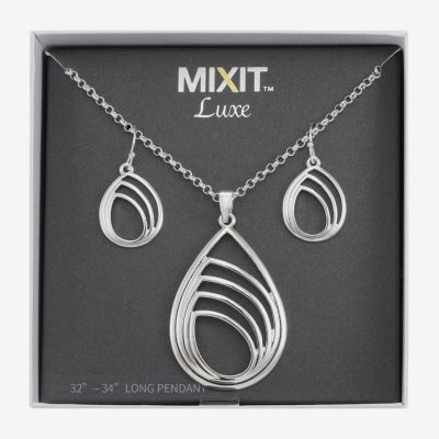 Mixit Silver Tone Pendant Necklace & Drop Earrings 2-pc. Jewelry Set