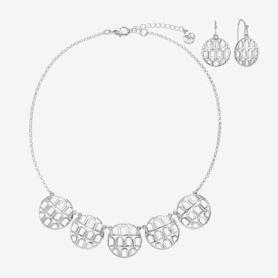 Mixit Silver Tone Collar Necklace & Drop Earrings 2-pc. Round Jewelry Set
