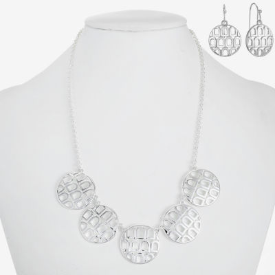 Mixit Silver Tone Collar Necklace & Drop Earrings 2-pc. Round Jewelry Set