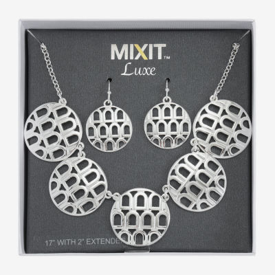 Mixit Silver Tone Collar Necklace & Drop Earrings 2-pc. Round Jewelry Set