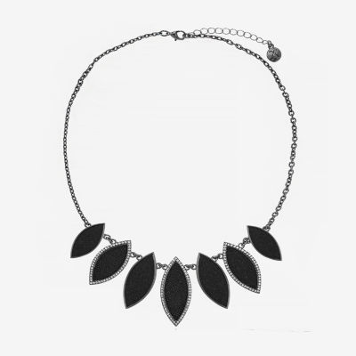 Mixit Black Glass 17 Inch Cable Collar Necklace