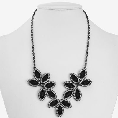 Mixit Black Glass 17 Inch Cable Statement Necklace