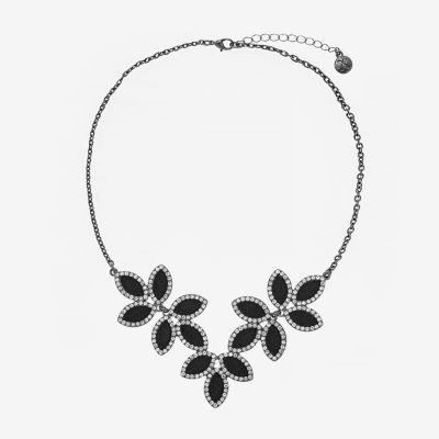 Mixit Black Glass 17 Inch Cable Statement Necklace