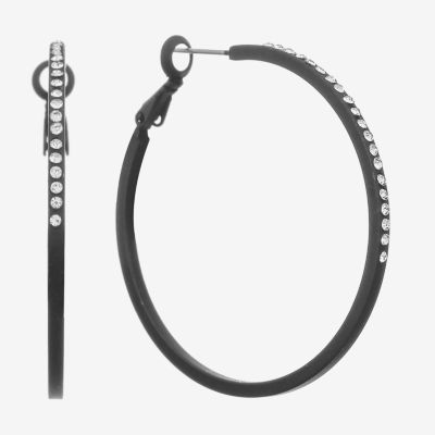 Mixit Black Glass Hoop Earrings