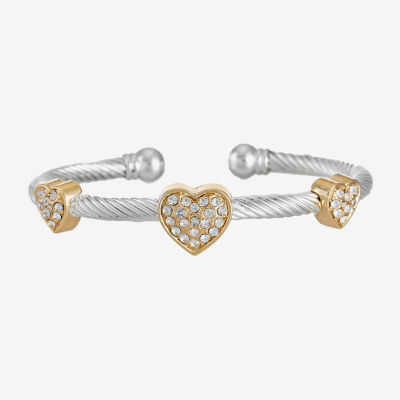 Monet Jewelry Two Tone Glass Heart Cuff Bracelet