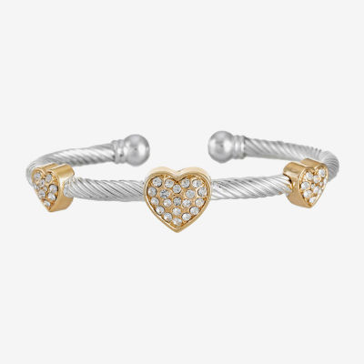 Monet Jewelry Gold Tone Glass Heart Cuff Bracelet, Color: White - JCPenney