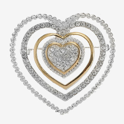 Monet Jewelry Two Tone Glass Heart Pin