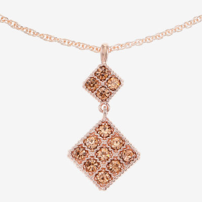 Monet Jewelry Womens Orange Glass 17 Inch Pendant Necklace