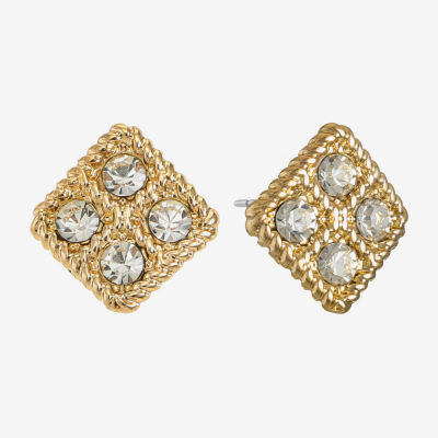 Monet Jewelry Gold Tone Button Glass 10mm Stud Earrings