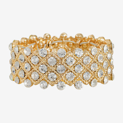 Monet Jewelry Gold Tone Thick Glass Stretch Bracelet